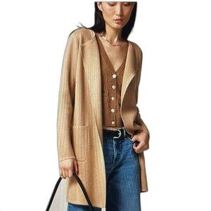 J.Crew tan Juliettie Open Front Cardigan Sweater Women's Size Large